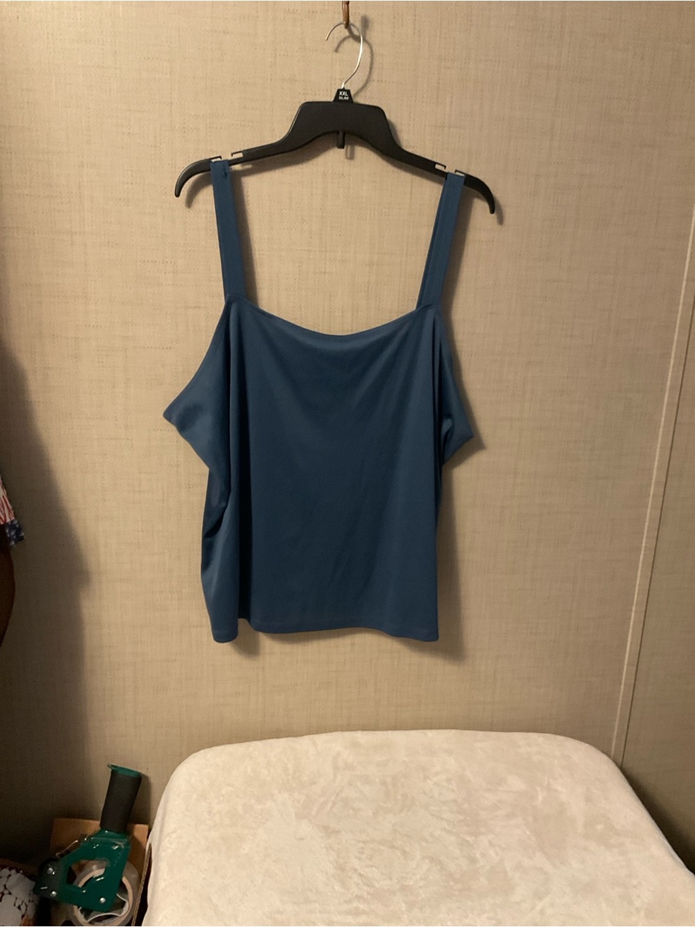 Blue Square-Neck Women's Chemise with Wide Straps